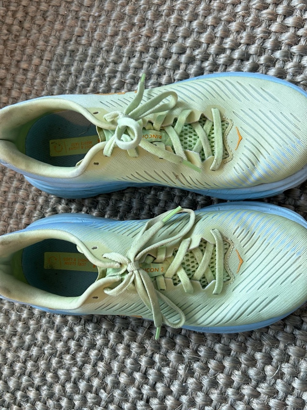 Hoka Pale Green and Sky Blue Women's Running Shoes